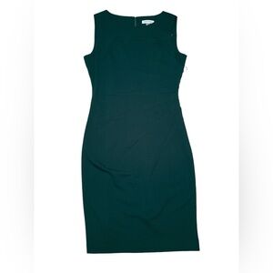 Calvin Klein Sleeveless Round Neck Ruched Solid Dress